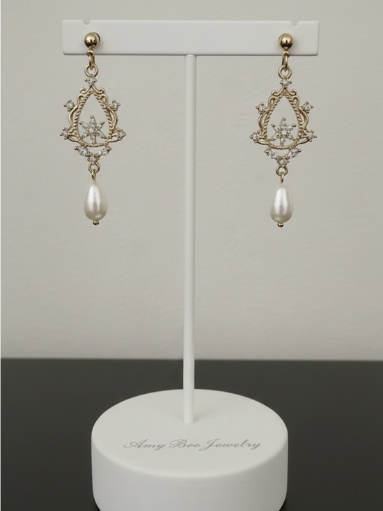 Amy Bee Jewelry Jewelry - 14k Gold Plated Intricate Pearl Drop Earrings. New.
